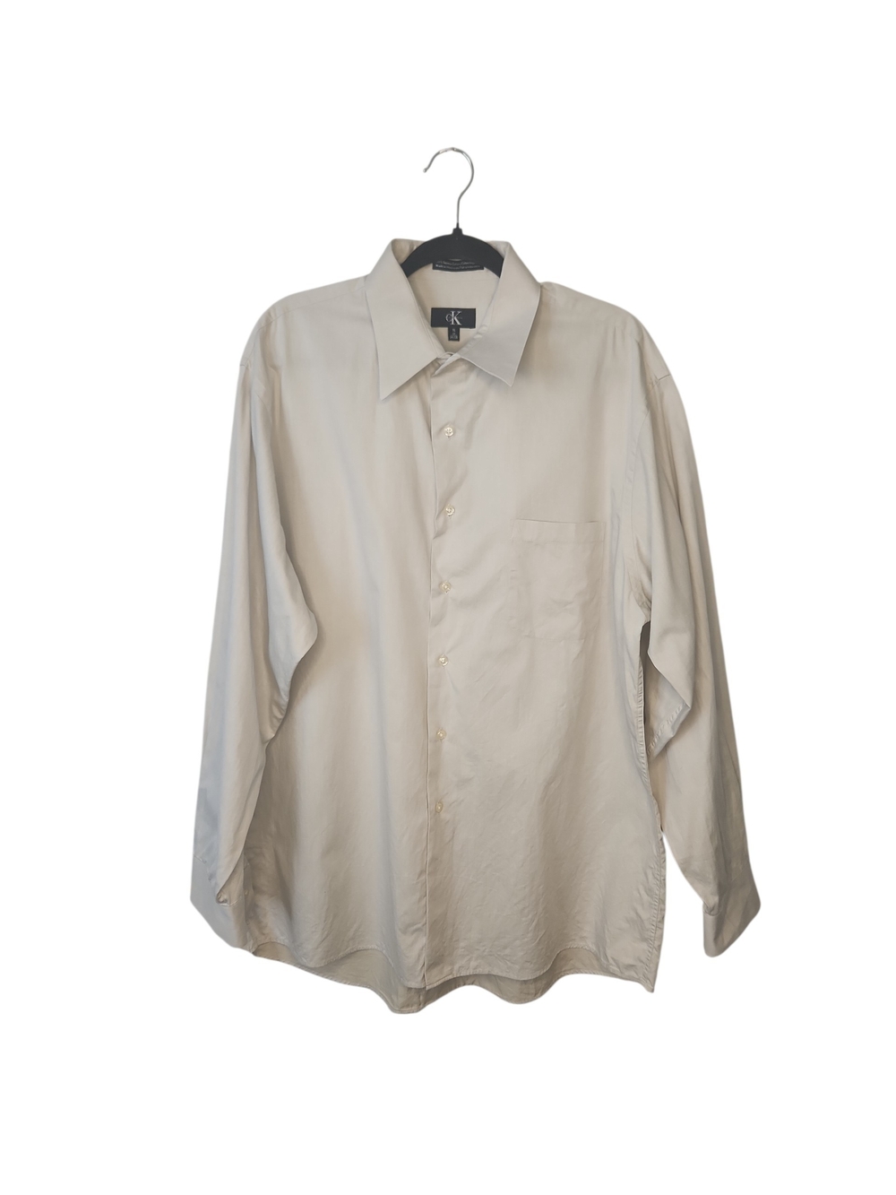 Calvin Klein Men's Light Neutral Tan Supima Cotton Pocket Dress Shirt Size XL
